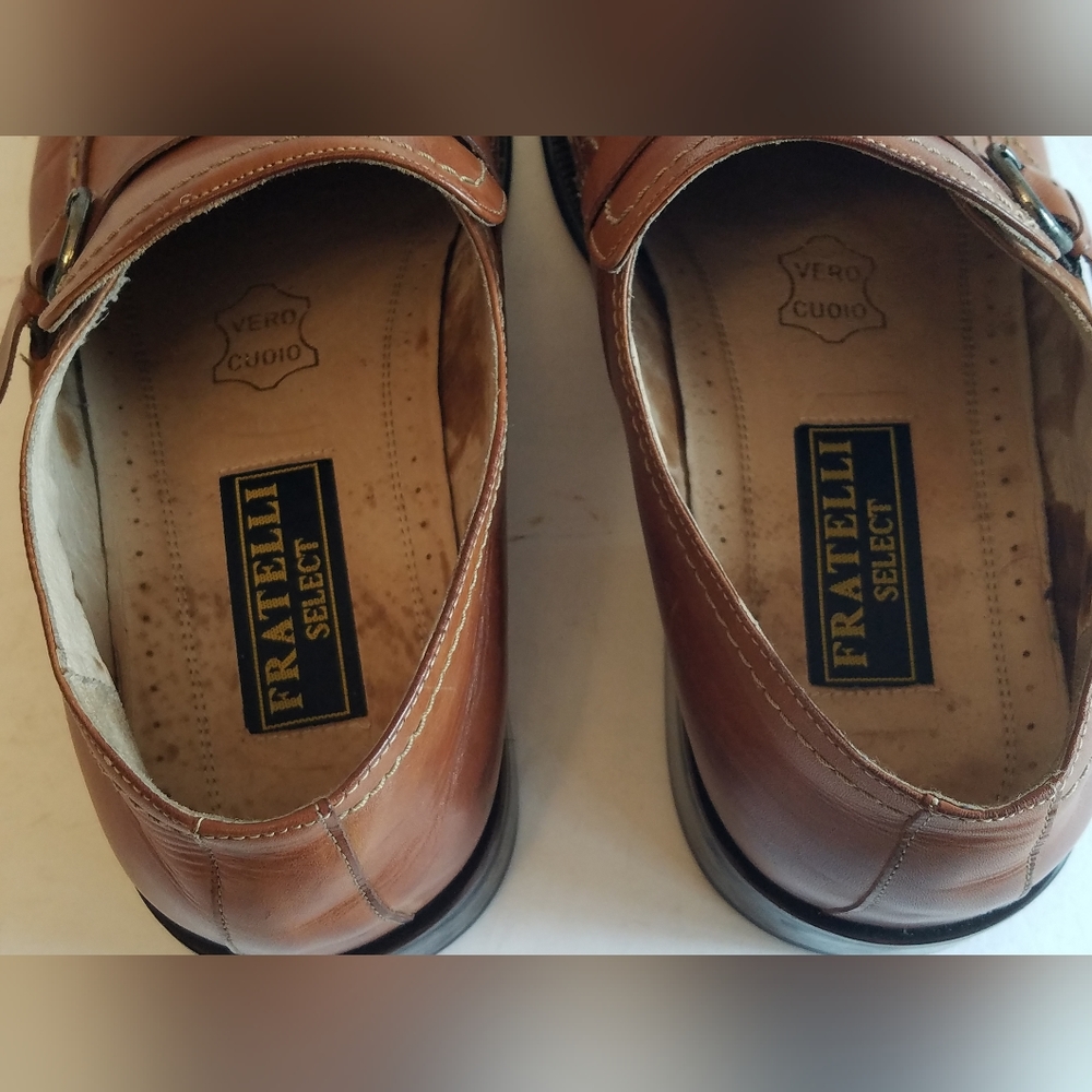 Fratelli Select Men's  Slip on Dress Shoes Leather  Square Toe  Brown Size 12 - Picture 7 of 17